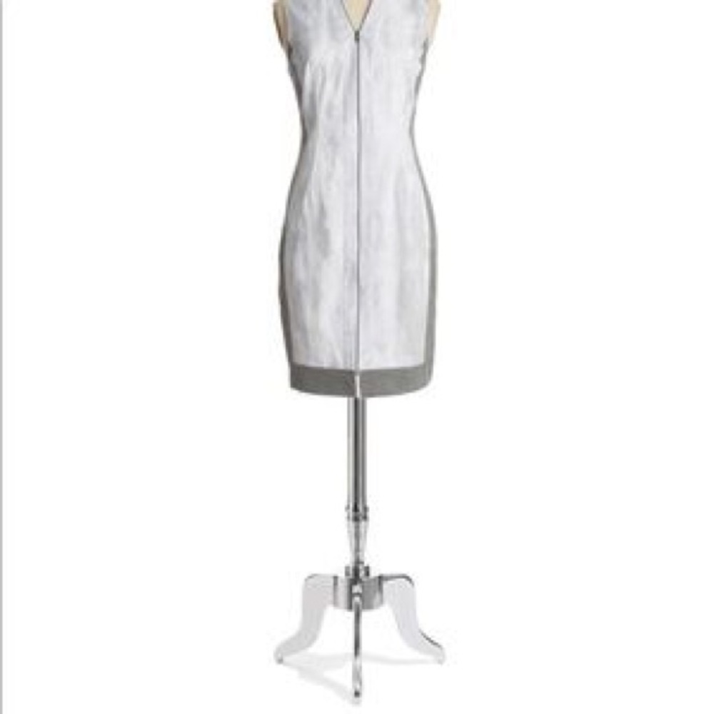 Gray and white dress